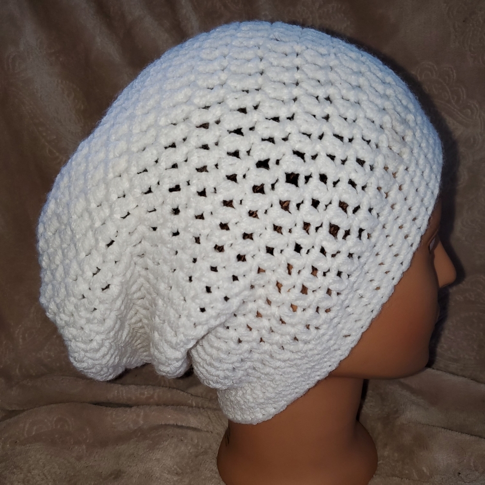 Crocheted slouchy beanie hat
